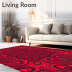 Intricate Red Heart Swirl Rug