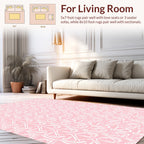 Abstract Pink White Geometric Pattern Rug