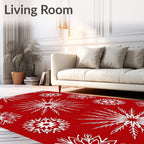 Red White Starburst Mandala Pattern Rug