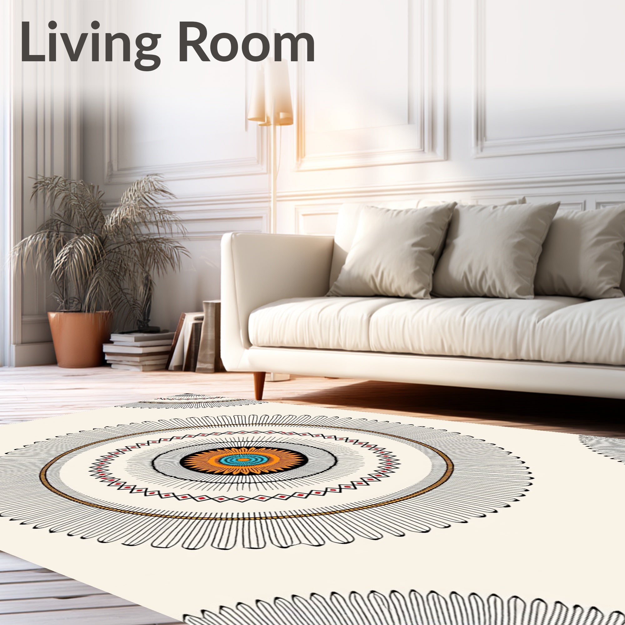 Native Sun Inspired Geometric Mandala Rug