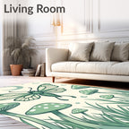 Magical Moth and Mushroom Garden Art Rug