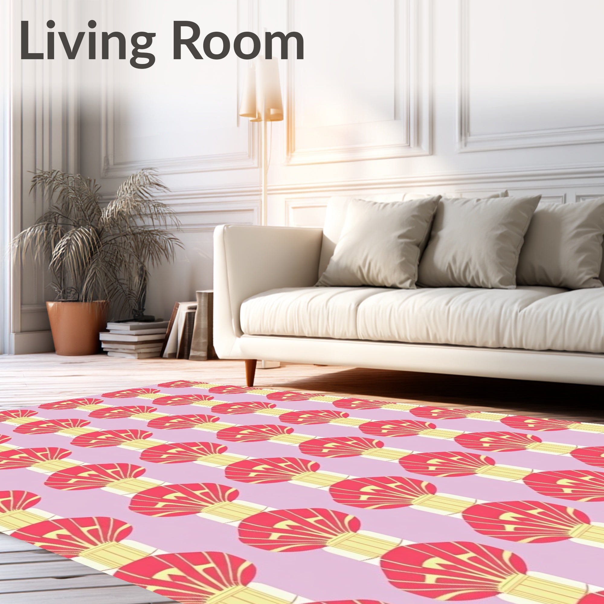 Art Deco Stylized Fan Pattern Design Rug