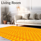 Golden Honeycomb Textured Geometric Design Rug