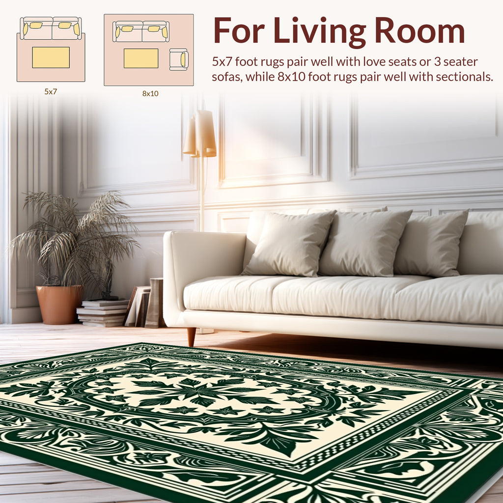 Ornate Floral Scrollwork Design Rug