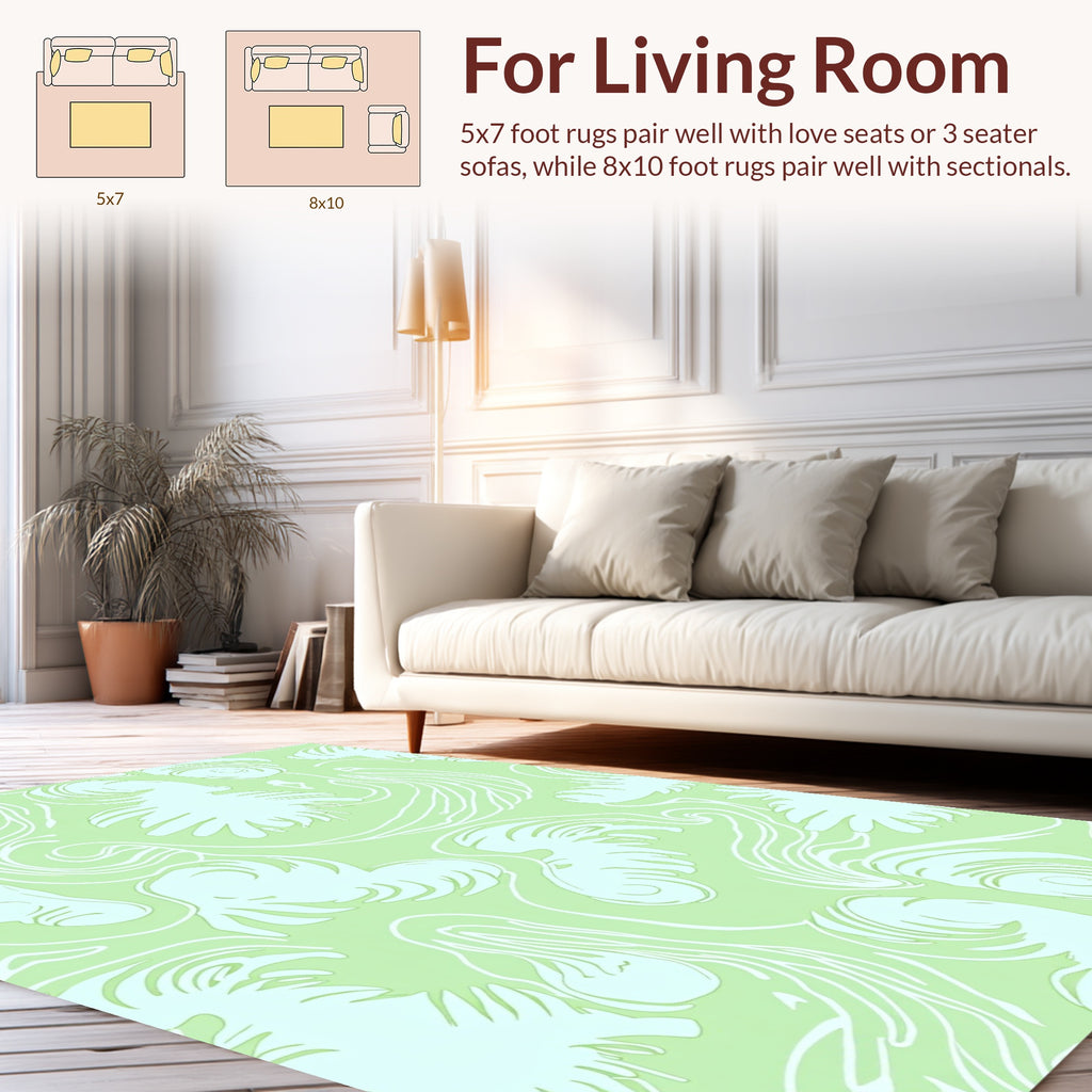 Aqua Lime Organic Swirl Art Rug