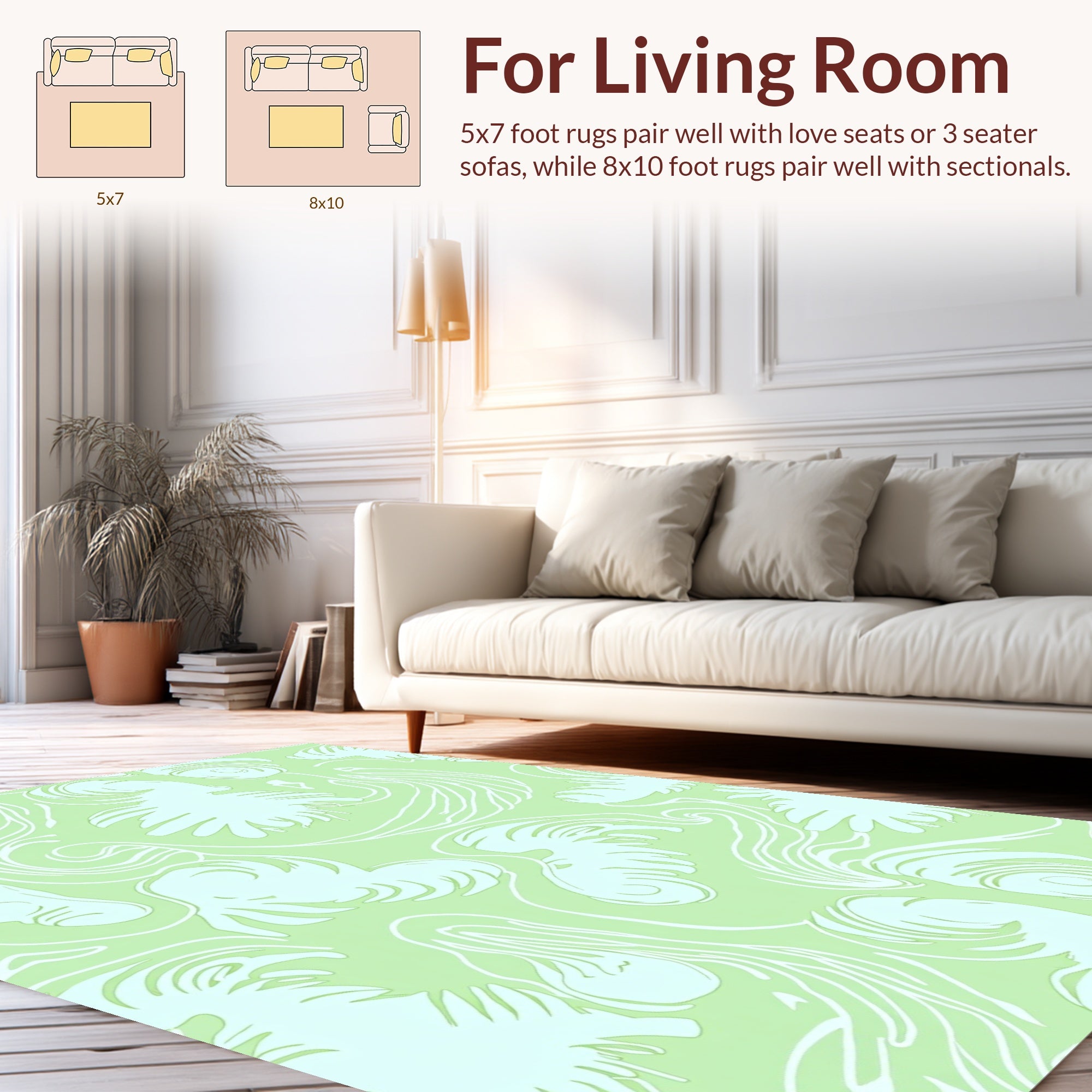 Aqua Lime Organic Swirl Art Rug