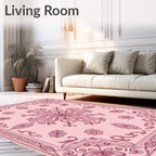 Delicate Pink Floral Mandala Rug
