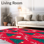 Red Festive Pine Gift Pattern Rug