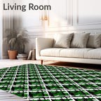 Green And White Interlocking Squares Rug