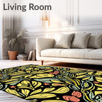 Yellow Green Botanical Abstract Design Rug