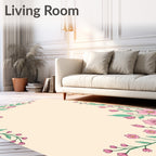 Pastel Pink Floral Vine Pattern Rug