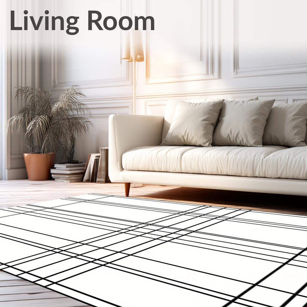Monochrome Classic Tartan Pattern Rug
