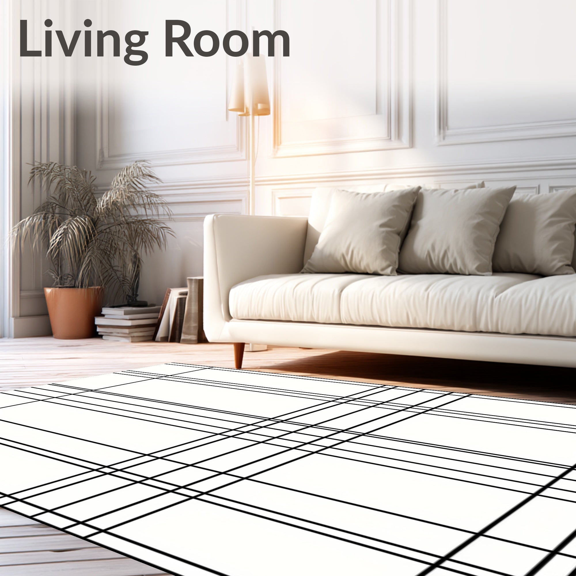 Monochrome Classic Tartan Pattern Rug