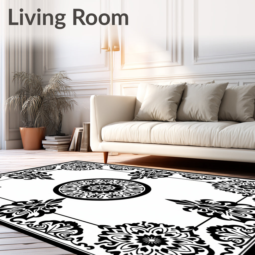 Ornate Floral Mandala Art Rug