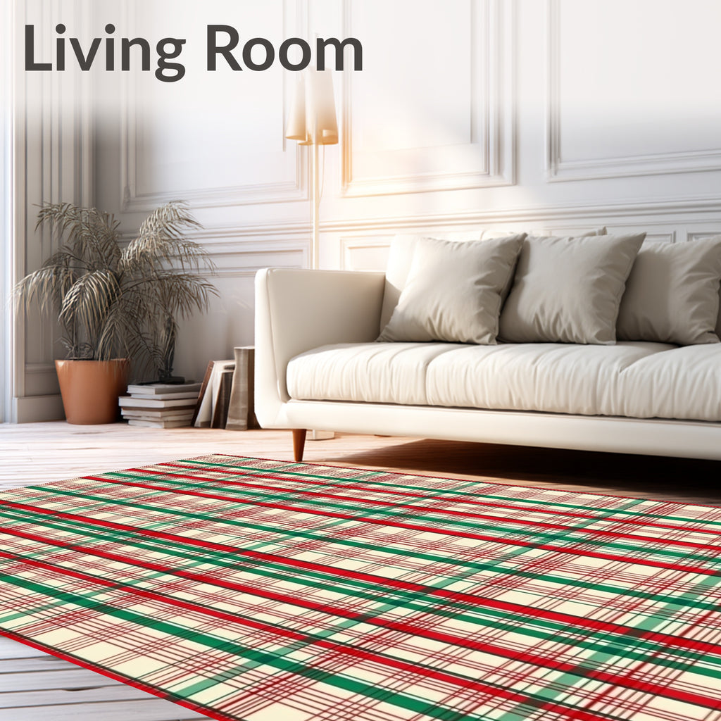 Classic Tartan Red Green Plaid Design Rug