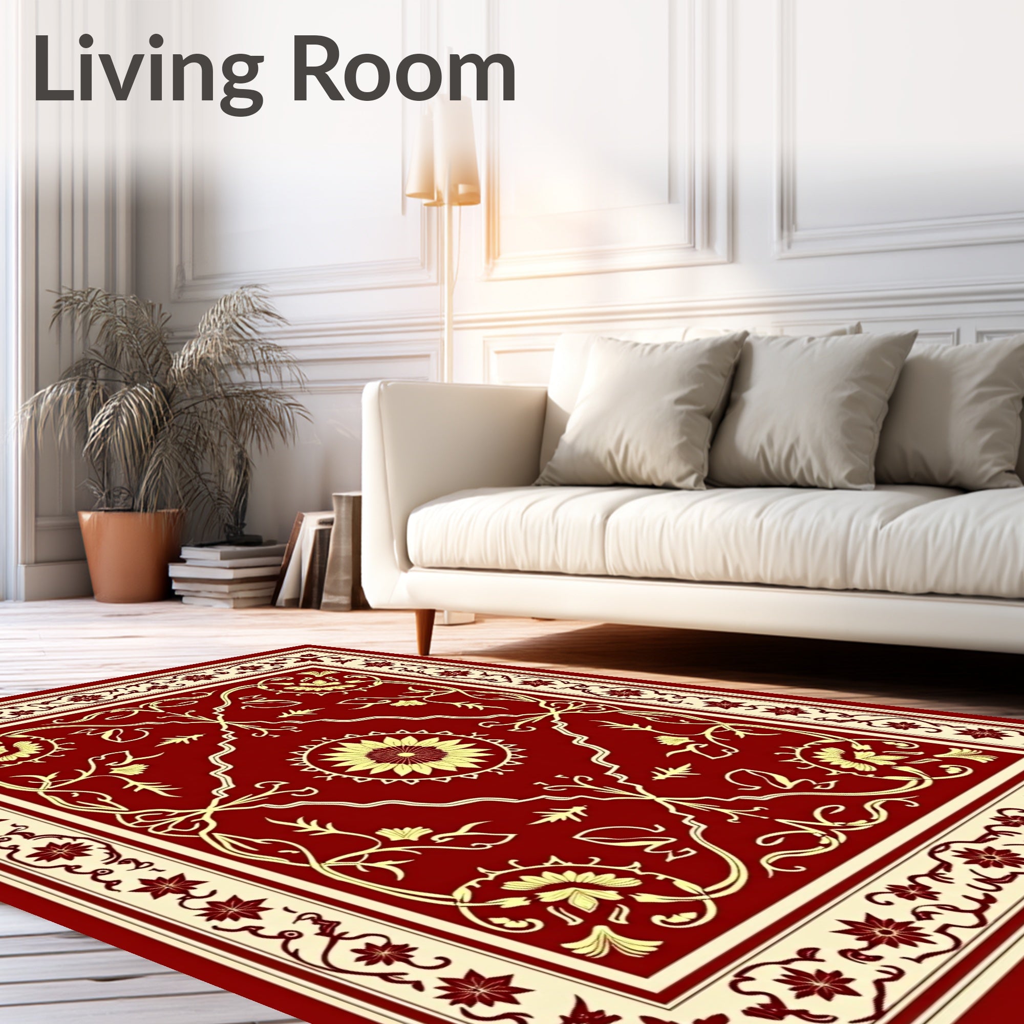 Red Floral Medallion Ornamental Design Rug
