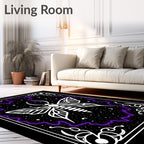 Cosmic Moth With Purple Lightning Border Rug