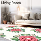 Pink Floral Motif Decorative Pattern Rug