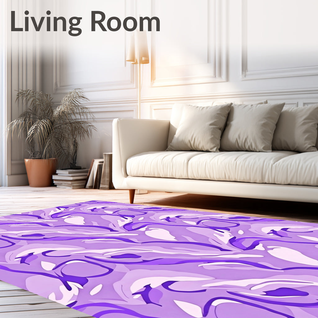 Abstract Lilac Swirls Pattern Rug