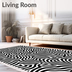 Abstract Black White Stripe Pattern Rug