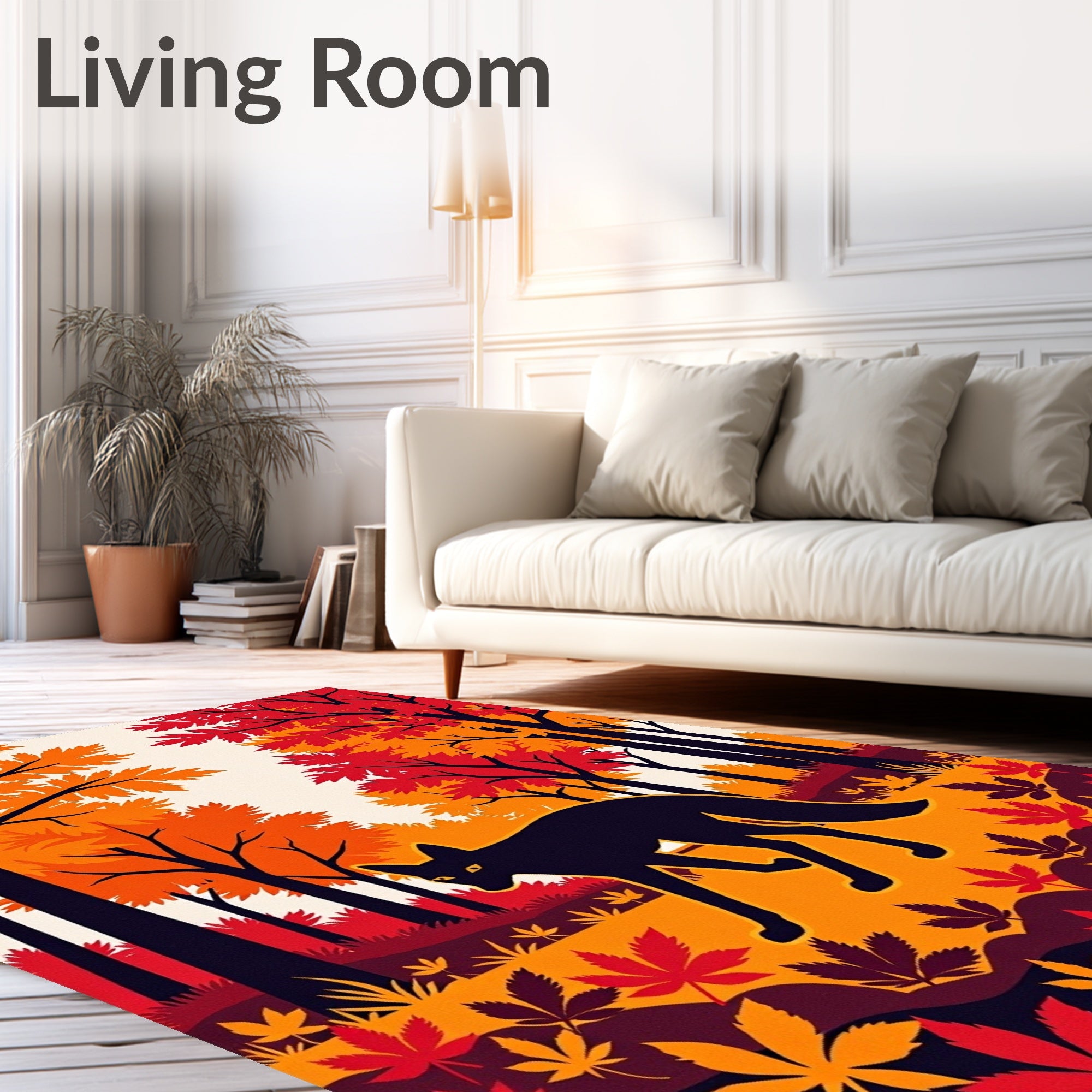 Autumn Woods Fox Graphic Design Rug