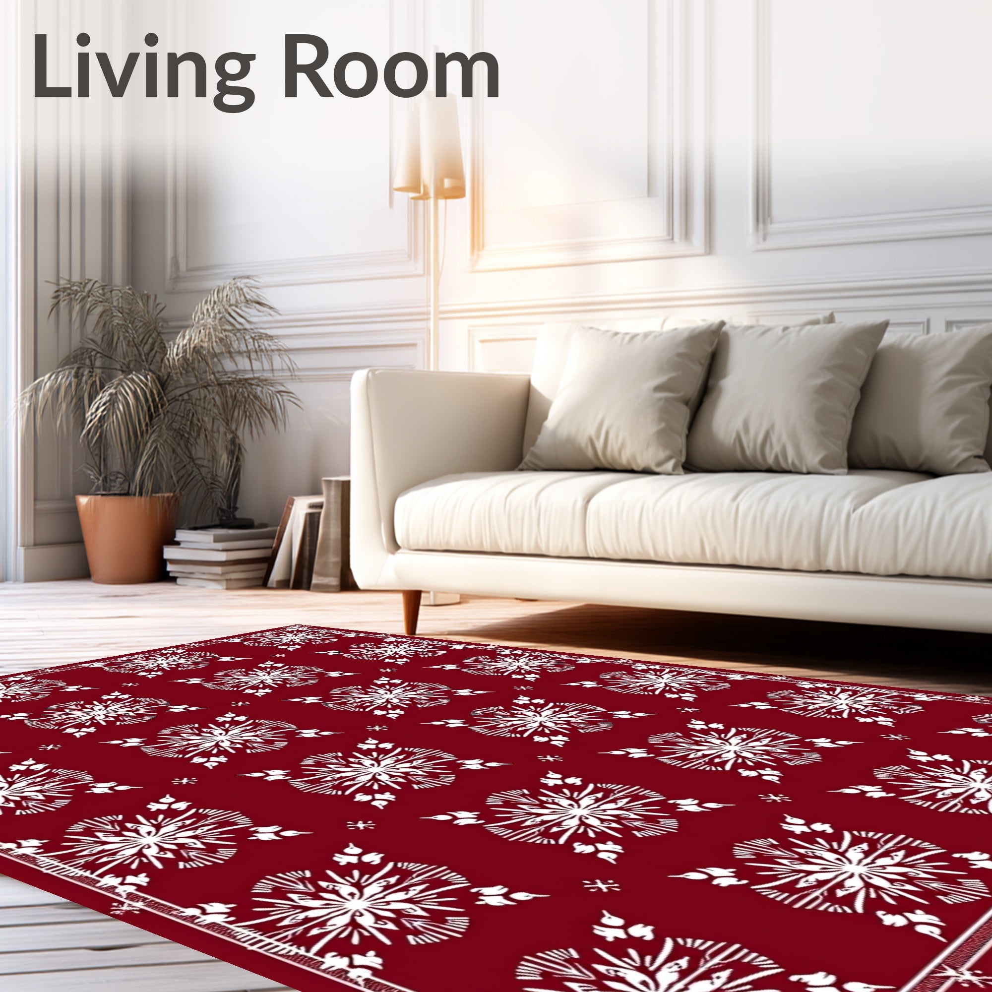 Ornate Red Floral Motif Pattern Rug