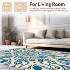 Blue Cream Intricate Mandala Design Rug