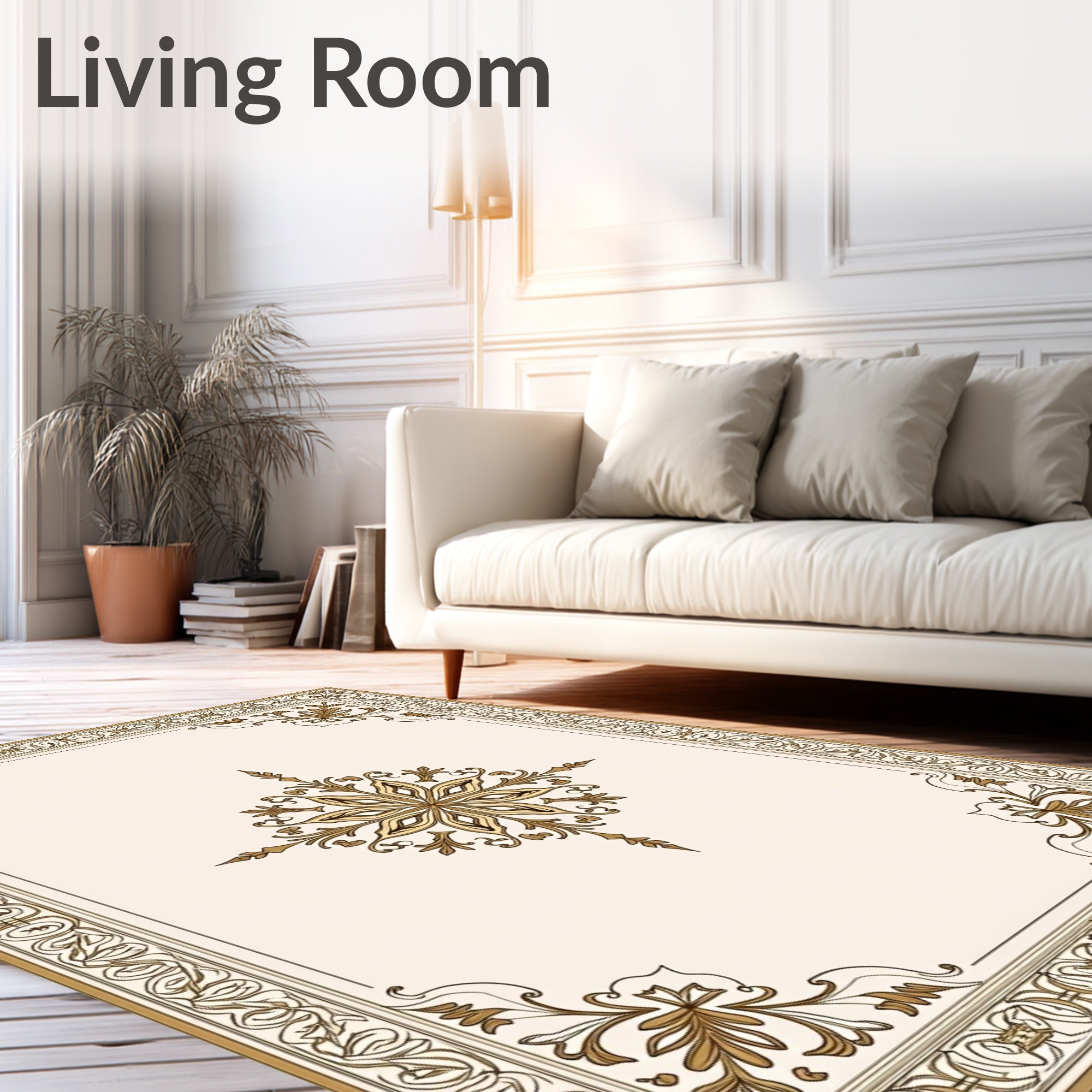 Classic Floral Border Medallion Design Rug