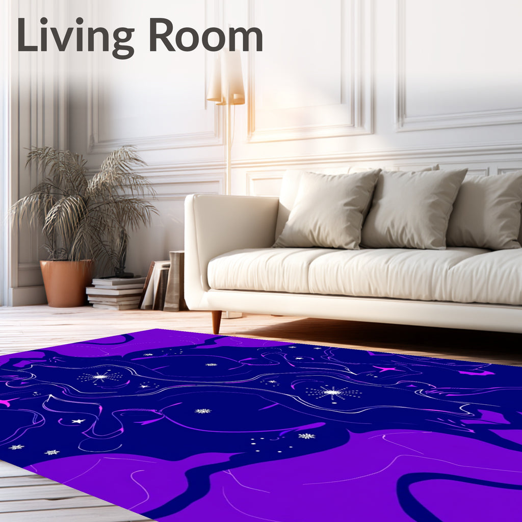 Abstract Swirls Stars Pattern Rug