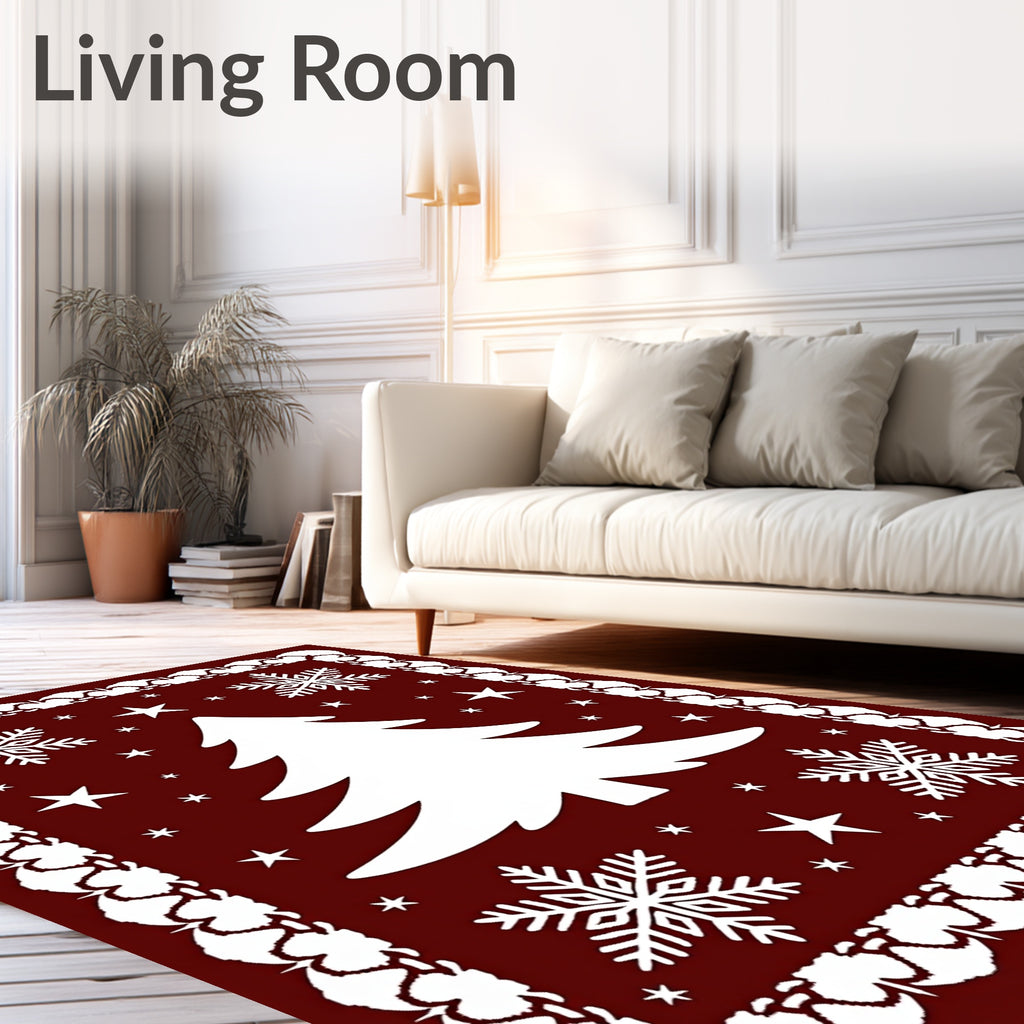 Winter Tree Snowflake Festive Pattern Rug