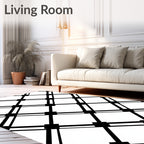 Minimalist Black White Diamond Grid Rug