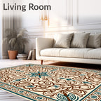 Ornate Floral Scrollwork Elegant Design Rug