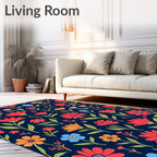 Retro Floral Blooms Pattern Design Rug