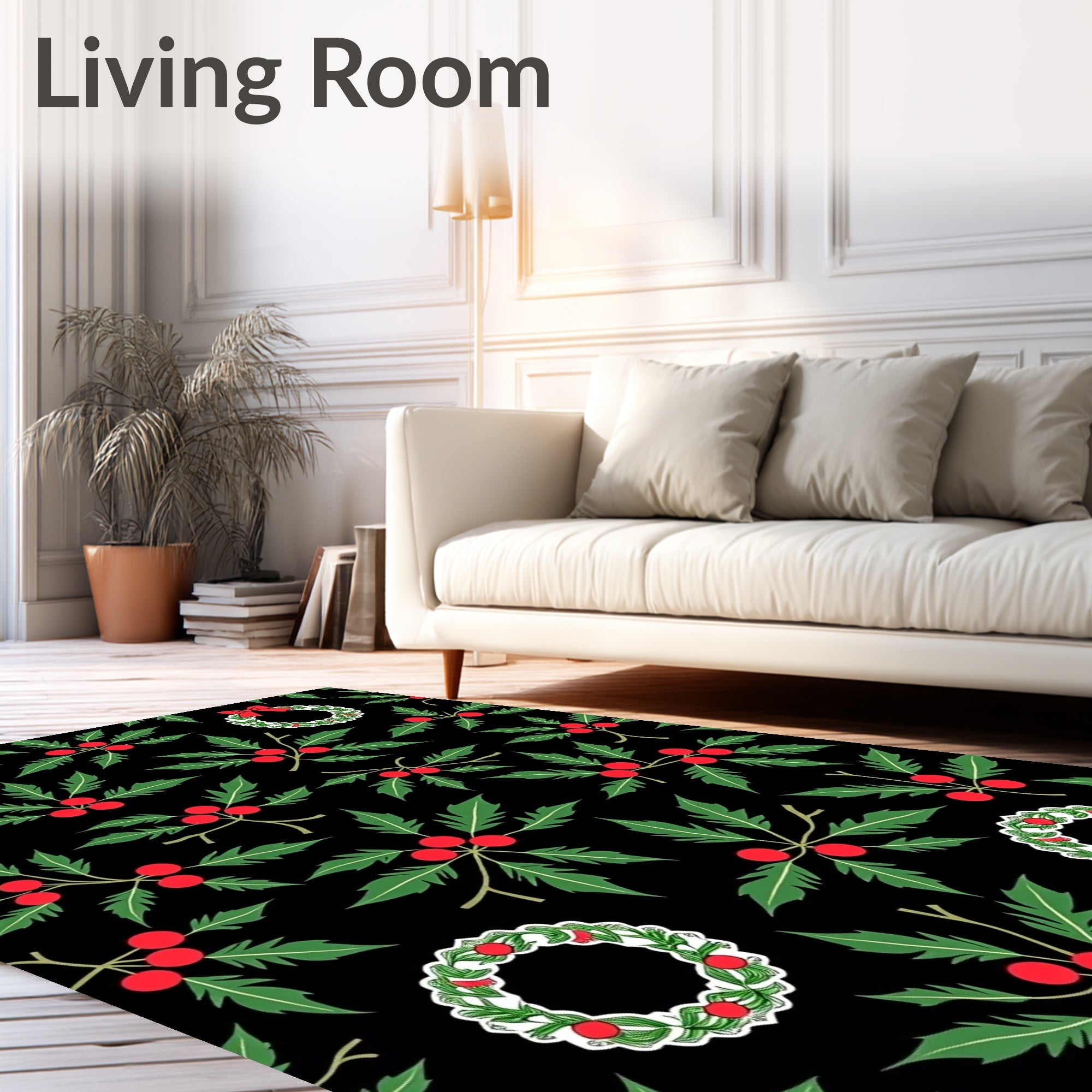 Classic Holly Berry Wreath Arrangement Rug