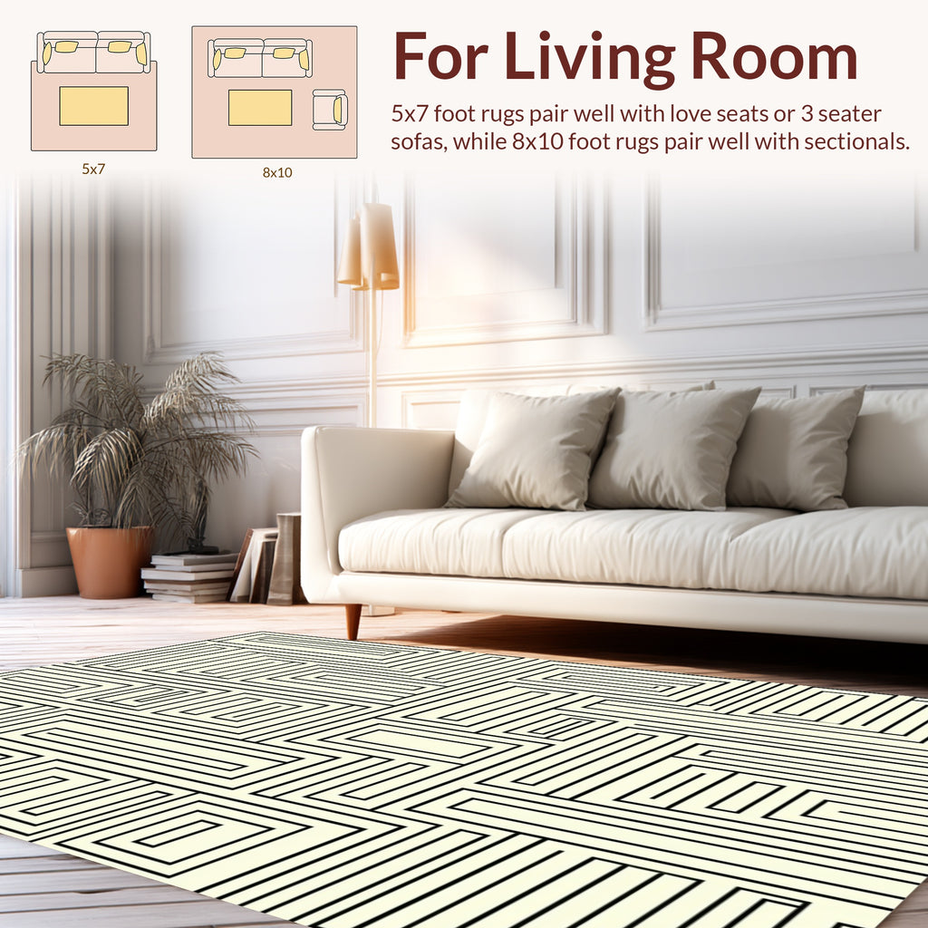 Geometric Maze Patterned Design Rug