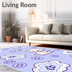 Cute Dog with Clouds Pattern Rug