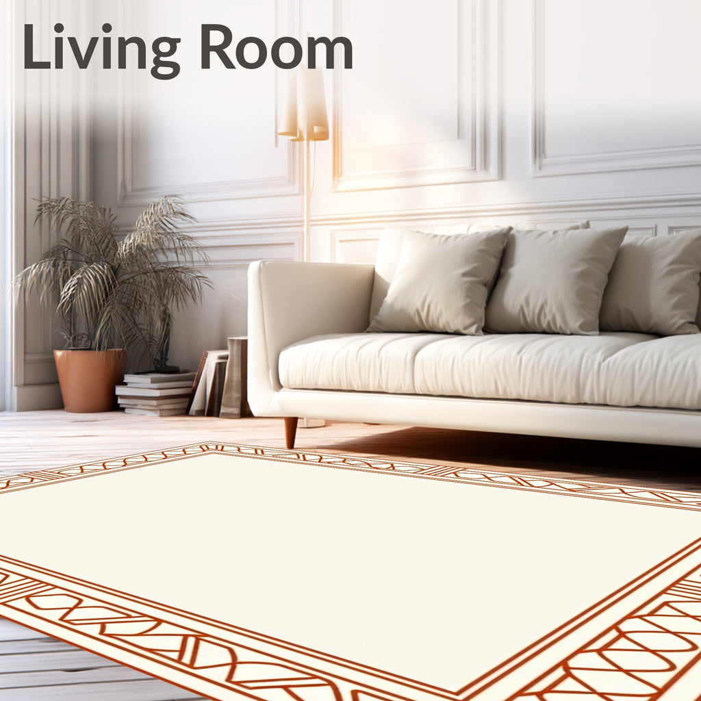 Geometric Lattice Border Design Rug