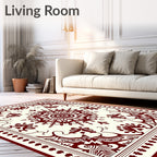 Ornamental Maroon Intricate Floral Design Rug