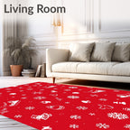 Whimsical Red Snowflakes Pattern Rug