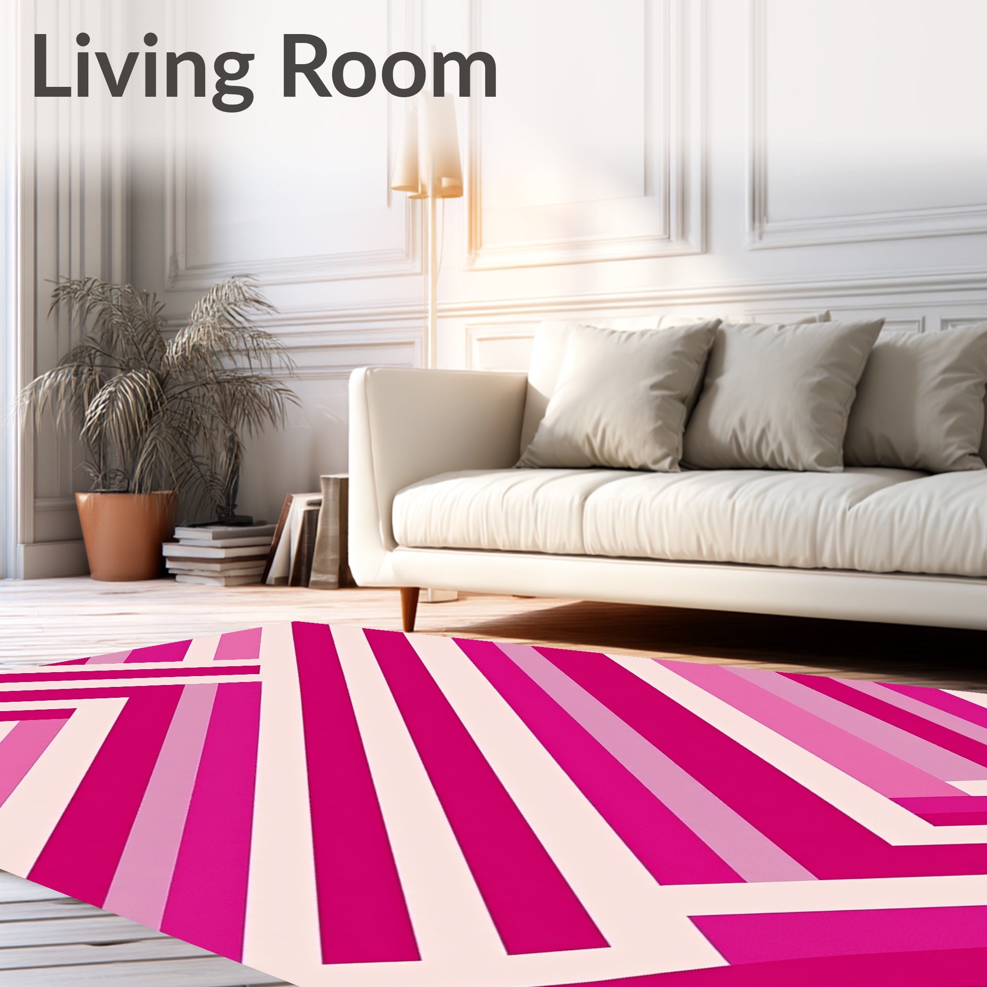 Modern Pink Geometric Stripe Rug
