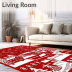 Whimsical Snowy Village Winter Scene Rug