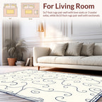 Vine Swirl Patterned Cream Navy Rug
