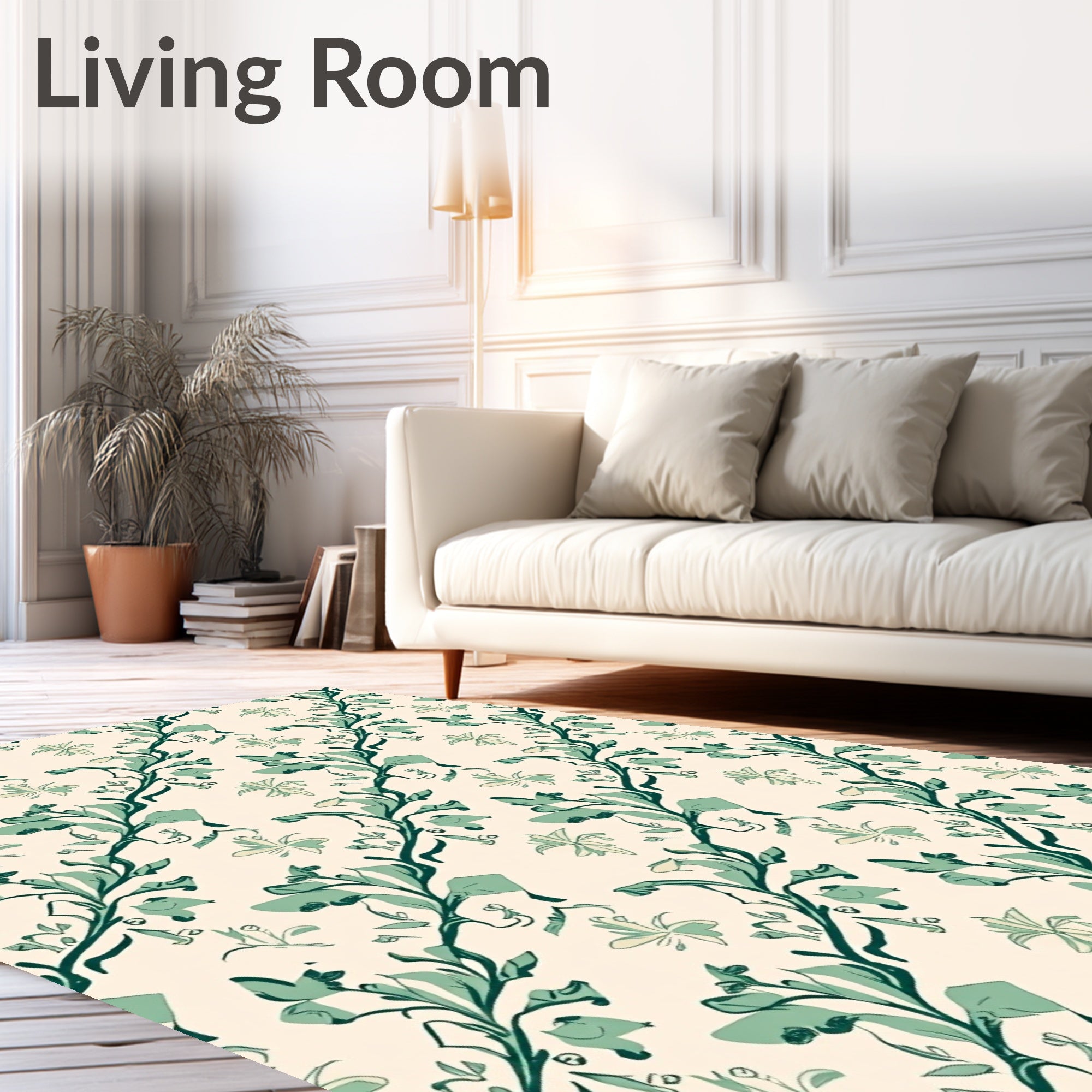 Sage Green Botanical Tangle Design Rug