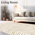 Flowing Gold Lines Abstract Pattern Rug