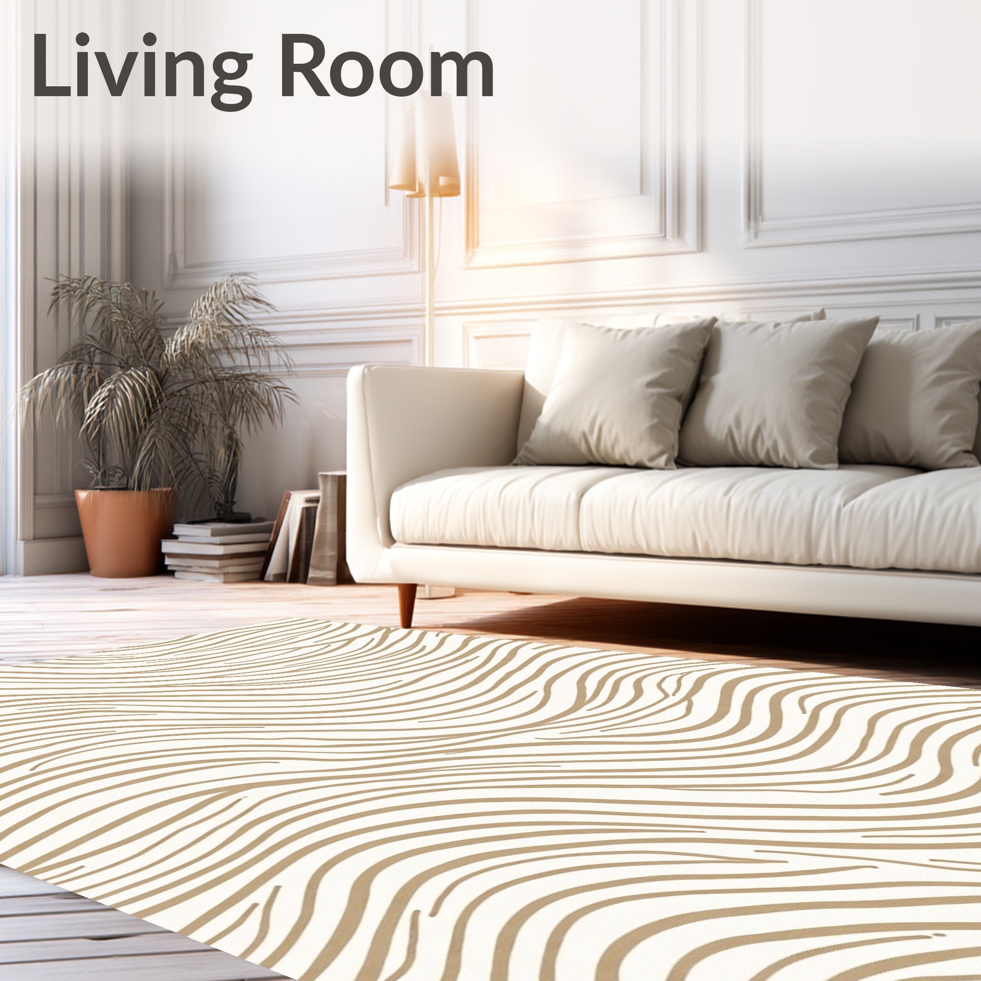 Flowing Gold Lines Abstract Pattern Rug