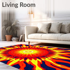 Radiant Sunburst Mandala Design Rug