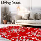White Floral Mandala Red Pattern Rug