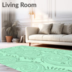 Mint Green Swirls Botanical Print Rug
