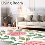 Pink Rose Floral Patterned Rug