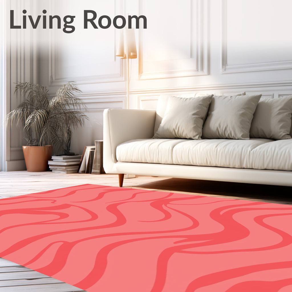 Coral Waves Abstract Pattern Rug